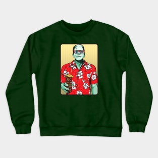 Tiki Frankenstein w/ thatch background Crewneck Sweatshirt